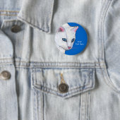 白猫かわいらしのキラキラした目の頭 缶バッジ (インサイチュ)