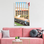 白猫が窓辺に座る歌川広重 キャンバスプリント (インサイチュ (リビング))