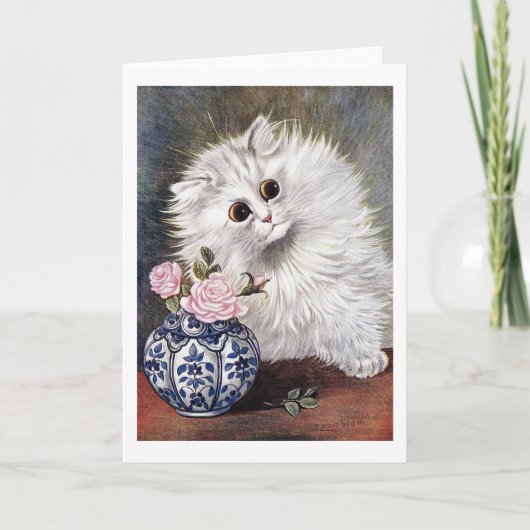 『白猫とピンクのバラ』 カード (正面)