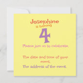 白猫と一緒にいるカスタマイズ可能なかわいいプリンセス 招待状 (裏面)