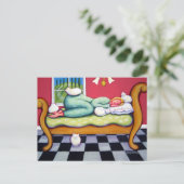 白猫と昼寝の猫たち ポストカード (スタンド正面)