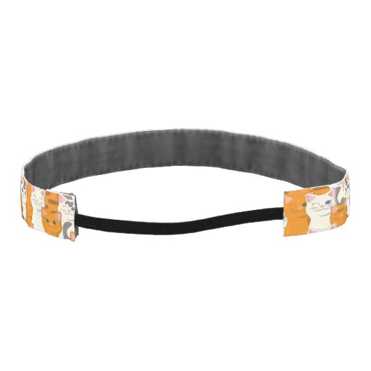 白猫と生姜の猫が緑の目を青く描く アスレチックヘッドバンド (裏面)