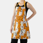 白猫と生姜の猫が緑の目を青く描く エプロン (インサイチュ)