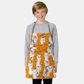 白猫と生姜の猫が緑の目を青く描く エプロン (着用した状態)