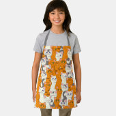 白猫と生姜の猫が緑の目を青く描く エプロン (インサイチュ)