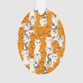 白猫と生姜の猫が緑の目を青く描く オーナメント (正面)