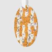 白猫と生姜の猫が緑の目を青く描く オーナメント (正面)