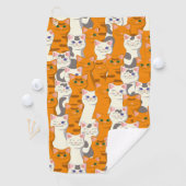 白猫と生姜の猫が緑の目を青く描く ゴルフタオル (インサイチュ)