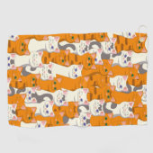 白猫と生姜の猫が緑の目を青く描く ゴルフタオル (横)