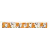 白猫と生姜の猫が緑の目を青く描く サテンリボン (正面)