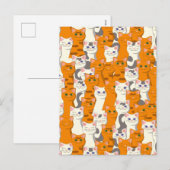 白猫と生姜の猫が緑の目を青く描く シーズンポストカード (正面/裏面)