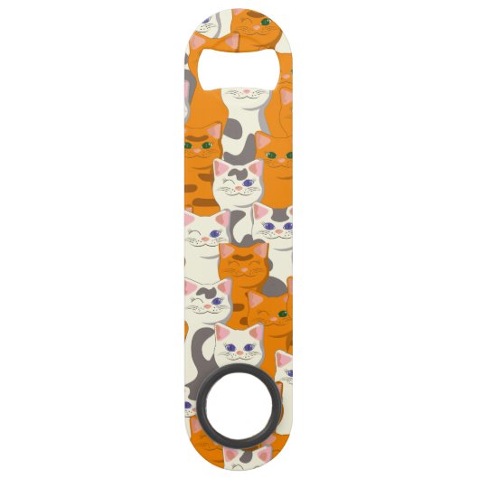 白猫と生姜の猫が緑の目を青く描く スピード栓抜き (正面)