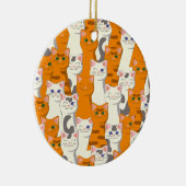 白猫と生姜の猫が緑の目を青く描く セラミックオーナメント (右)