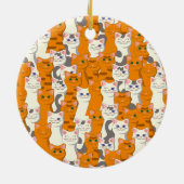 白猫と生姜の猫が緑の目を青く描く セラミックオーナメント (裏面)