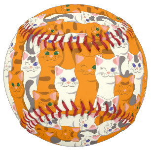 白猫と生姜の猫が緑の目を青く描く ソフトボール