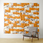 白猫と生姜の猫が緑の目を青く描く タペストリー (インサイチュ(横))