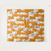 白猫と生姜の猫が緑の目を青く描く タペストリー (正面(横))