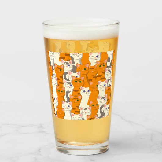 白猫と生姜の猫が緑の目を青く描く タンブラーグラス (ドリンク正面)