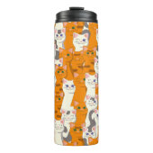 白猫と生姜の猫が緑の目を青く描く タンブラー (正面)