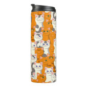 白猫と生姜の猫が緑の目を青く描く タンブラー (回転右)