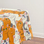 白猫と生姜の猫が緑の目を青く描く テーブルクロス (インサイチュ)