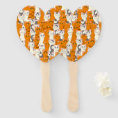 白猫と生姜の猫が緑の目を青く描く ハンドファン (正面&裏面)