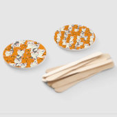 白猫と生姜の猫が緑の目を青く描く ハンドファン (組立なし)