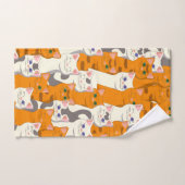 白猫と生姜の猫が緑の目を青く描く バスタオルセット (ハンドタオル)