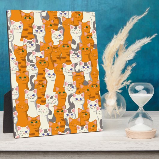 白猫と生姜の猫が緑の目を青く描く フォトプラーク (側面)