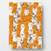 白猫と生姜の猫が緑の目を青く描く フォトプラーク (正面)