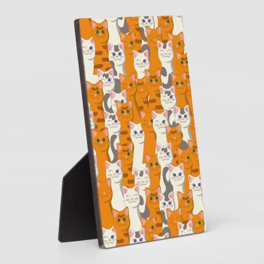 白猫と生姜の猫が緑の目を青く描く フォトプラーク (側面)