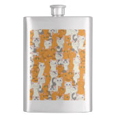 白猫と生姜の猫が緑の目を青く描く フラスク (正面)