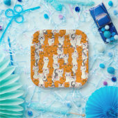 白猫と生姜の猫が緑の目を青く描く ペーパープレート (パーティー)