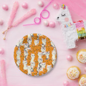 白猫と生姜の猫が緑の目を青く描く ペーパープレート (パーティー)