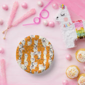 白猫と生姜の猫が緑の目を青く描く ペーパーボウル (パーティー)