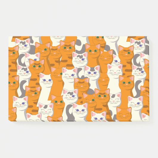 白猫と生姜の猫が緑の目を青く描く ポストイット (正面)