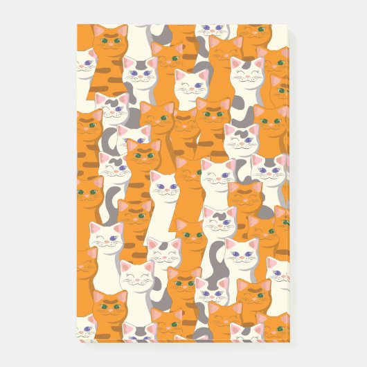 白猫と生姜の猫が緑の目を青く描く ポストイット (正面)