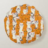 白猫と生姜の猫が緑の目を青く描く ラウンドクッション (裏面)