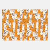 白猫と生姜の猫が緑の目を青く描く ラッピングペーパーシート (正面3)