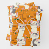 白猫と生姜の猫が緑の目を青く描く ラッピングペーパーシート (インサイチュ)