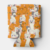 白猫と生姜の猫が緑の目を青く描く 缶クーラー (裏面)