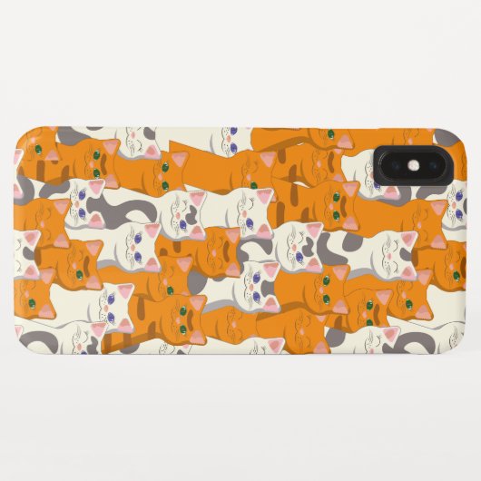 白猫と生姜の猫が緑の目を青く描く Case-Mate iPhoneケース (裏面(横))