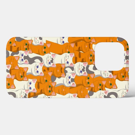 白猫と生姜の猫が緑の目を青く描く Case-Mate iPhoneケース (裏面 (横))