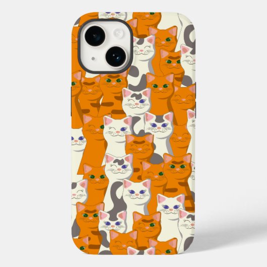 白猫と生姜の猫が緑の目を青く描く Case-Mate iPhoneケース (裏面)