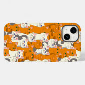 白猫と生姜の猫が緑の目を青く描く Case-Mate iPhoneケース (裏面 (横))