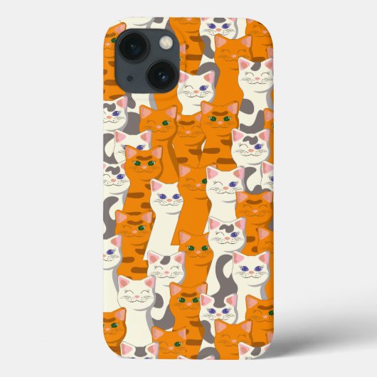 白猫と生姜の猫が緑の目を青く描く Case-Mate iPhoneケース (裏面)