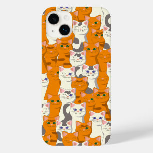 白猫と生姜の猫が緑の目を青く描く Case-Mate iPhone 14 PLUSケース