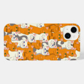 白猫と生姜の猫が緑の目を青く描く iPhoneケース (裏面横)