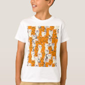 白猫と生姜の猫が緑の目を青く描く Tシャツ (正面)