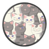 白猫と白猫の柄 アイスホッケーパック (正面)